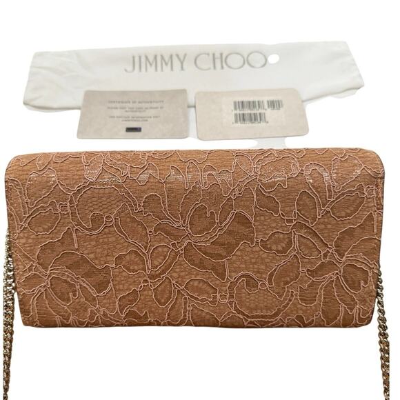 Jimmy Choo Milla Lace Clutch – Powder Pink w/ Chain Strap - Picture 6 of 9